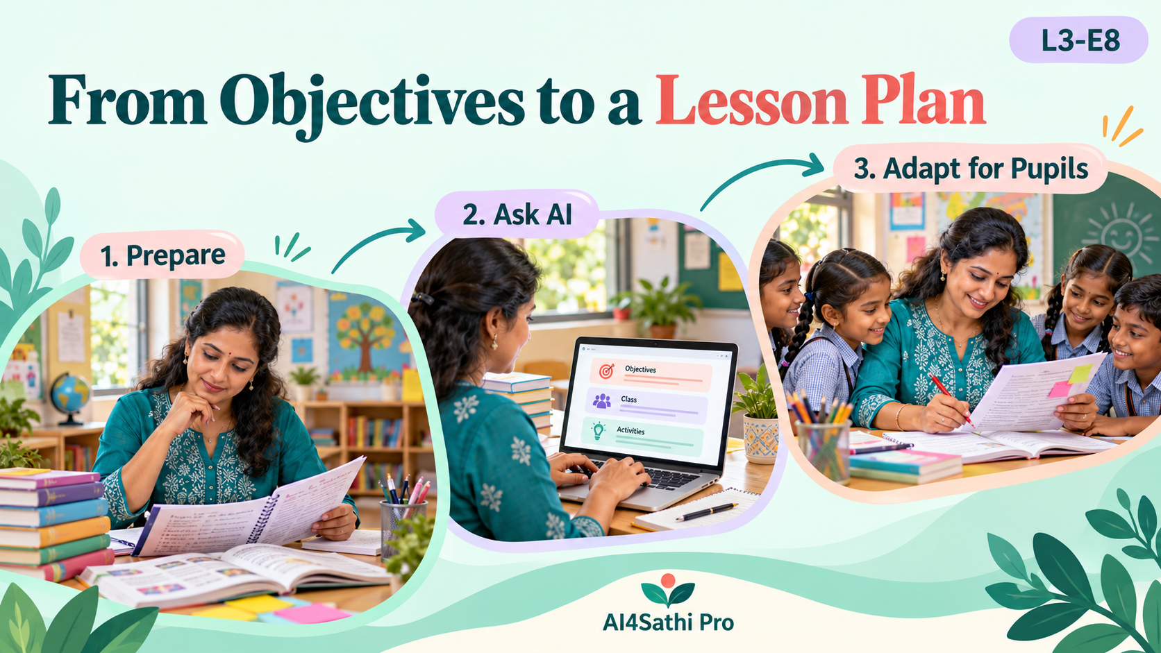 A teacher adapts a lesson-plan draft for pupils