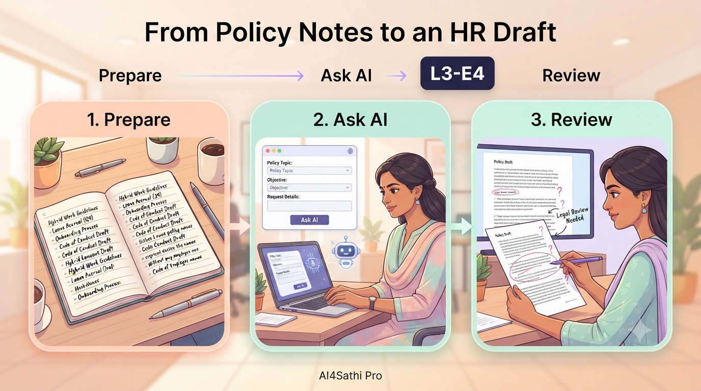 Policy notes turned into an HR policy draft marked for legal review