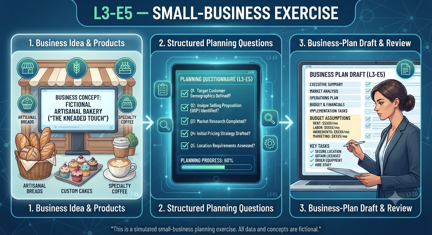 A local business idea turned into a business-plan draft
